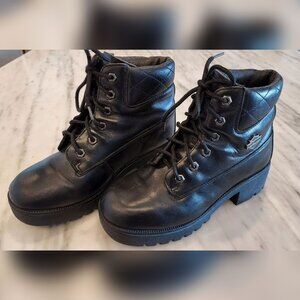 Harley-Davidson Women's Black Leather Ankle Boot Size 8.5 With Logo Model 82034